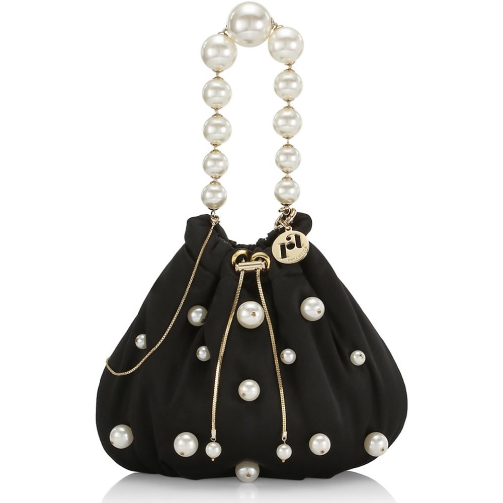 Rosantica Amanita Satin & Faux Pearl Top Handle Bag